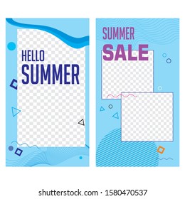 sale and discount post and stories instagram set for your bussiness, sale banner background, instagram template photo, summer sale can use for, website, mobile app.
