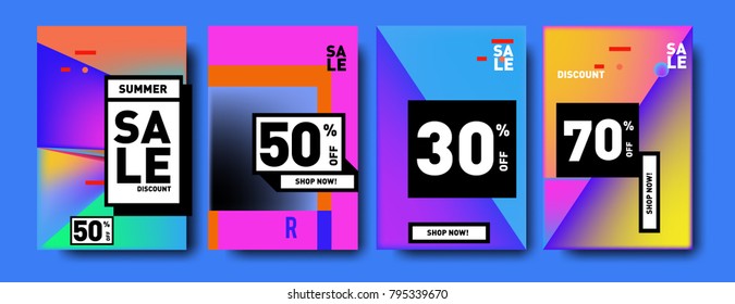 Sale and discount poster set. Colorful background for banner and advertising promotion.
