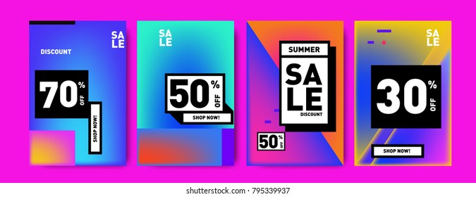 Sale and discount poster set. Colorful background for banner and advertising promotion.
