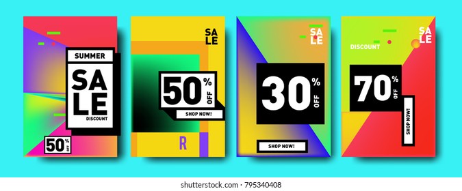 Sale and discount poster set. Colorful background for banner and advertising promotion.
