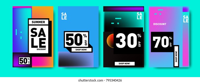 Sale and discount poster set. Colorful background for banner and advertising promotion.
