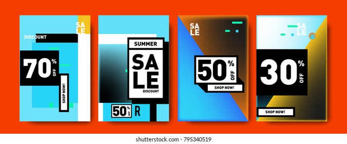 Sale and discount poster set. Colorful background for banner and advertising promotion.
