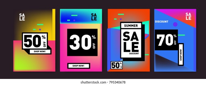 Sale and discount poster set. Colorful background for banner and advertising promotion.
