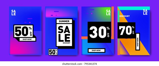 Sale and discount poster set. Colorful background for banner and advertising promotion.
