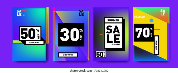 Sale and discount poster set. Colorful background for banner and advertising promotion.
