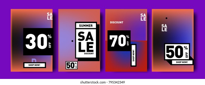 Sale and discount poster set. Colorful background for banner and advertising promotion.
