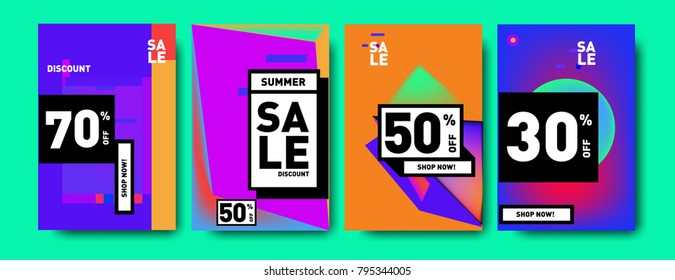 Sale and discount poster set. Colorful background for banner and advertising promotion.

