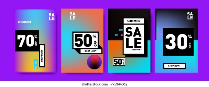 Sale and discount poster set. Colorful background for banner and advertising promotion.
