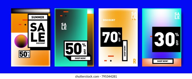 Sale and discount poster set. Colorful background for banner and advertising promotion.
