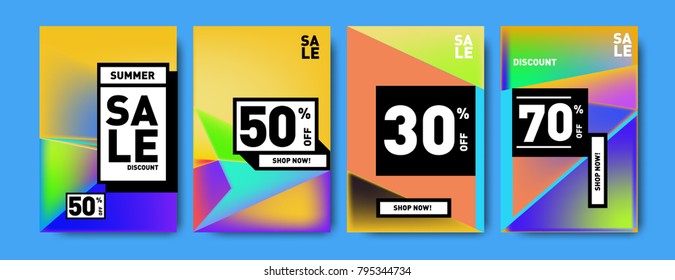 Sale and discount poster set. Colorful background for banner and advertising promotion.
