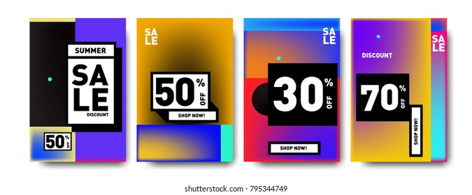 Sale and discount poster set. Colorful background for banner and advertising promotion.
