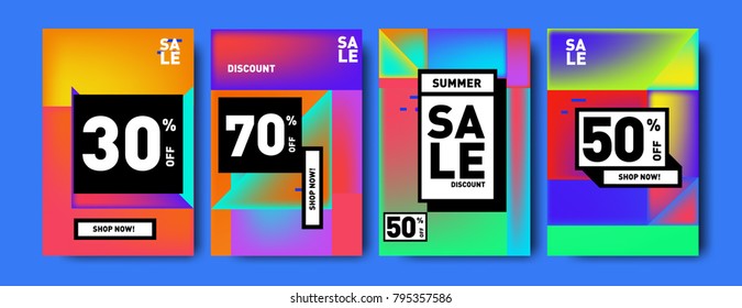 Sale and discount poster set. Colorful background for banner and advertising promotion.