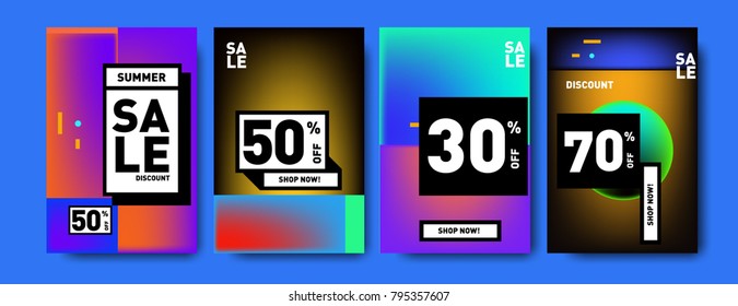 Sale and discount poster set. Colorful background for banner and advertising promotion.