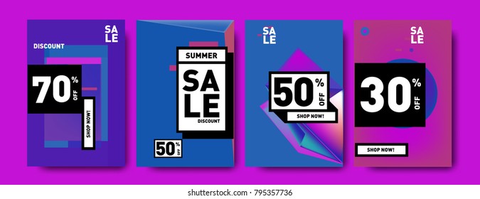 Sale and discount poster set. Colorful background for banner and advertising promotion.