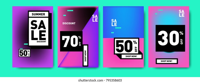 Sale and discount poster set. Colorful background for banner and advertising promotion.