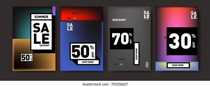 Sale and discount poster set. Colorful background for banner and advertising promotion.