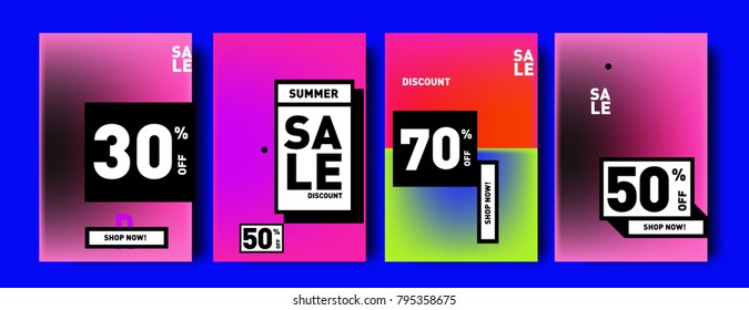 Sale and discount poster set. Colorful background for banner and advertising promotion.