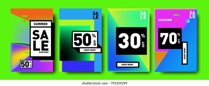 Sale and discount poster set. Colorful background for banner and advertising promotion.