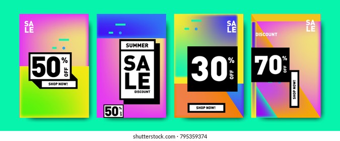 Sale and discount poster set. Colorful background for banner and advertising promotion.