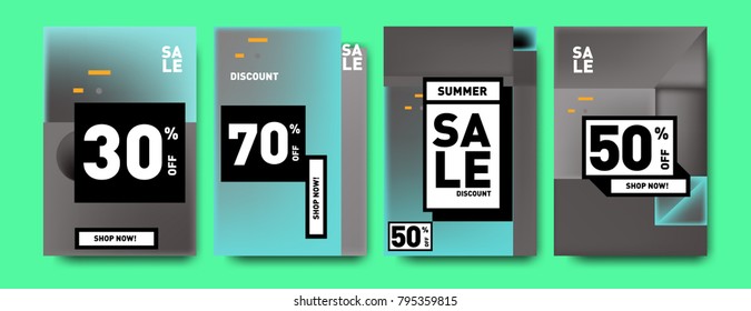 Sale and discount poster set. Colorful background for banner and advertising promotion.