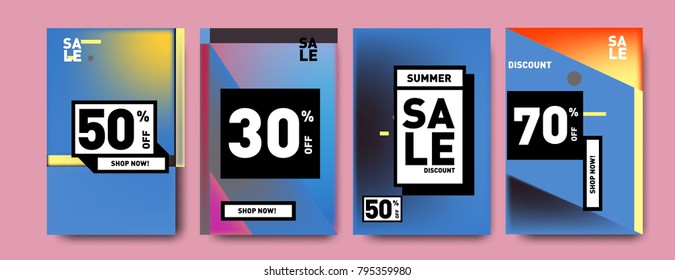 Sale and discount poster set. Colorful background for banner and advertising promotion.