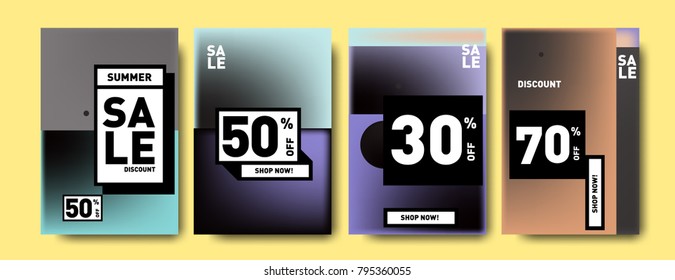 Sale and discount poster set. Colorful background for banner and advertising promotion.