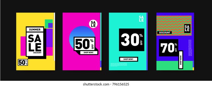 Sale and discount poster set. Colorful background for banner and advertising promotion.