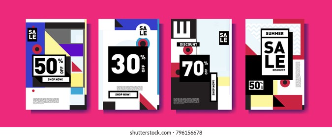 Sale and discount poster set. Colorful background for banner and advertising promotion.