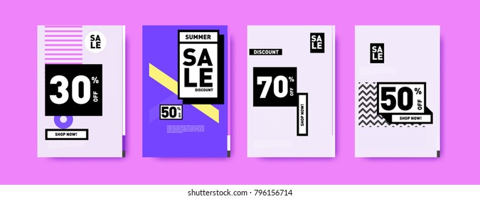 Sale and discount poster set. Colorful background for banner and advertising promotion.