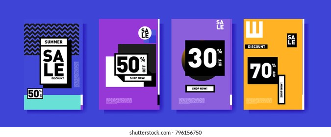 Sale and discount poster set. Colorful background for banner and advertising promotion.
