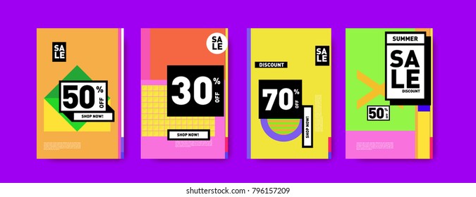 Sale and discount poster set. Colorful background for banner and advertising promotion.