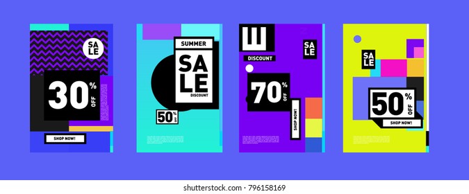 Sale and discount poster set. Colorful background for banner and advertising promotion.