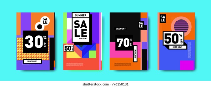Sale and discount poster set. Colorful background for banner and advertising promotion.