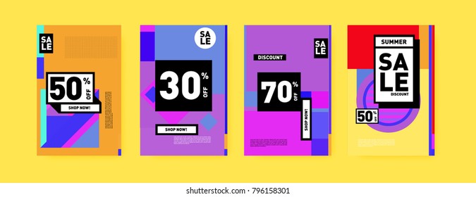 Sale and discount poster set. Colorful background for banner and advertising promotion.