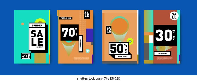 Sale and discount poster set. Colorful background for banner and advertising promotion.