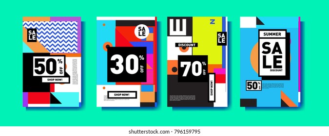 Sale and discount poster set. Colorful background for banner and advertising promotion.