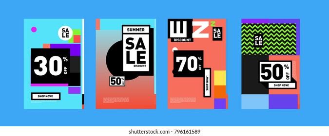 Sale and discount poster set. Colorful background for banner and advertising promotion.