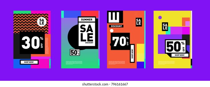 Sale and discount poster set. Colorful background for banner and advertising promotion.