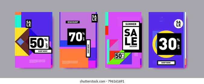 Sale and discount poster set. Colorful background for banner and advertising promotion.