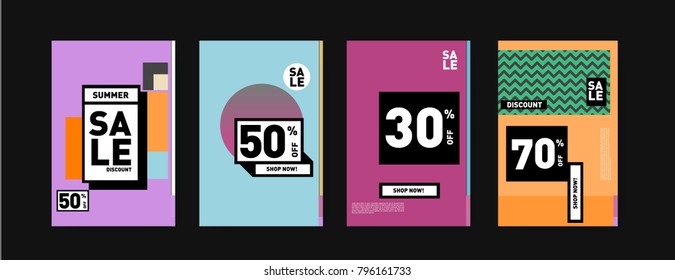 Sale and discount poster set. Colorful background for banner and advertising promotion.