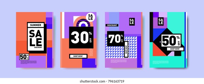 Sale and discount poster set. Colorful background for banner and advertising promotion.