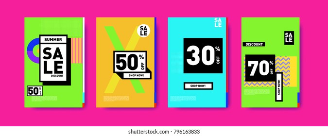 Sale and discount poster set. Colorful background for banner and advertising promotion.
