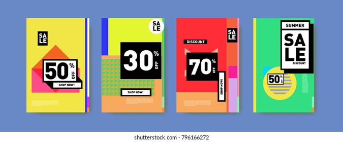 Sale and discount poster set. Colorful background for banner and advertising promotion.