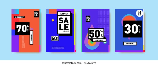 Sale and discount poster set. Colorful background for banner and advertising promotion.