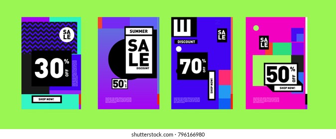 Sale and discount poster set. Colorful background for banner and advertising promotion.