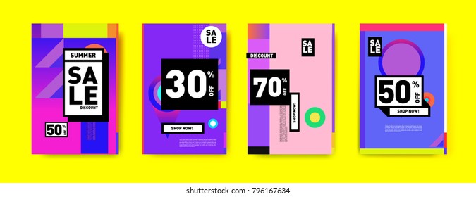 Sale and discount poster set. Colorful background for banner and advertising promotion.