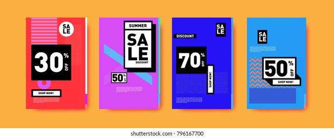 Sale and discount poster set. Colorful background for banner and advertising promotion.