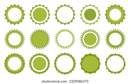Sale, discount or price tag sticker. Shopping labels set. Round promotional badge. Icon set