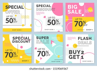 Sale and discount promo backgrounds. Special offer layout frame for story, post and poster