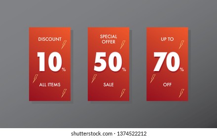 Sale Discount Promo In Red Background For Banner, Tag, Flyer, Invitation, Poster, Web Site Or Greeting Card Store. Eps 10 Vector Illustration.